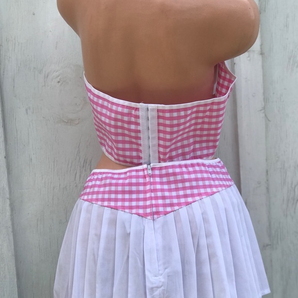 Pink white Barbie bar maiden beer costume Plaid gingham German Oktoberfest NOS - Picture 4 of 5